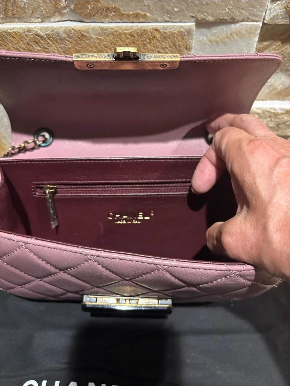 CHANEL Pink Front Flap Caviar Quilted Leather Crossbody Bag